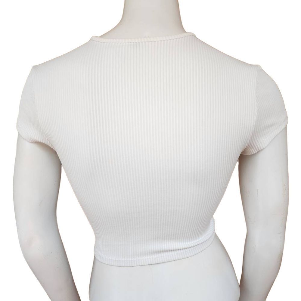 H&M White Ribbed Cropped Top (XS) - Picture 5 of 6